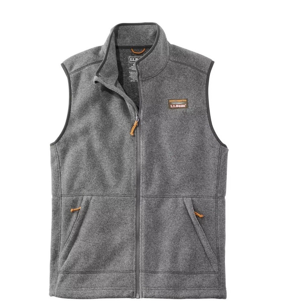 L.L. Bean Mens Sweater Fleece Vest Gray Full Zip Katahdin Logo Large L REG